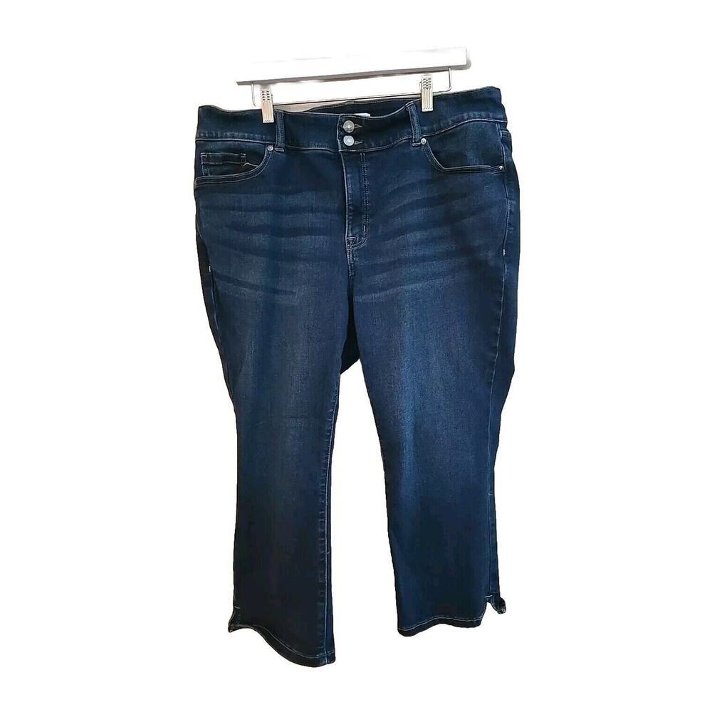 Lane Bryant Blue Denim Skinny Tighter Tummy High Rise Cropped Jeans Womans Sz 20